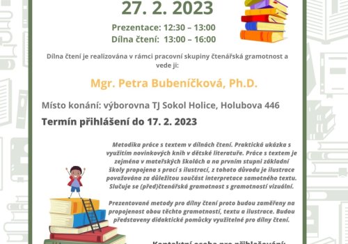 Program 4. setkání PS čtenářská gramotnost - Dílny čtení pro učitele MŠ a 1. st. ZŠ