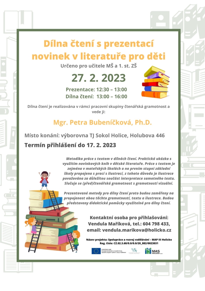 Program 4. setkání PS čtenářská gramotnost - Dílny čtení pro učitele MŠ a 1. st. ZŠ